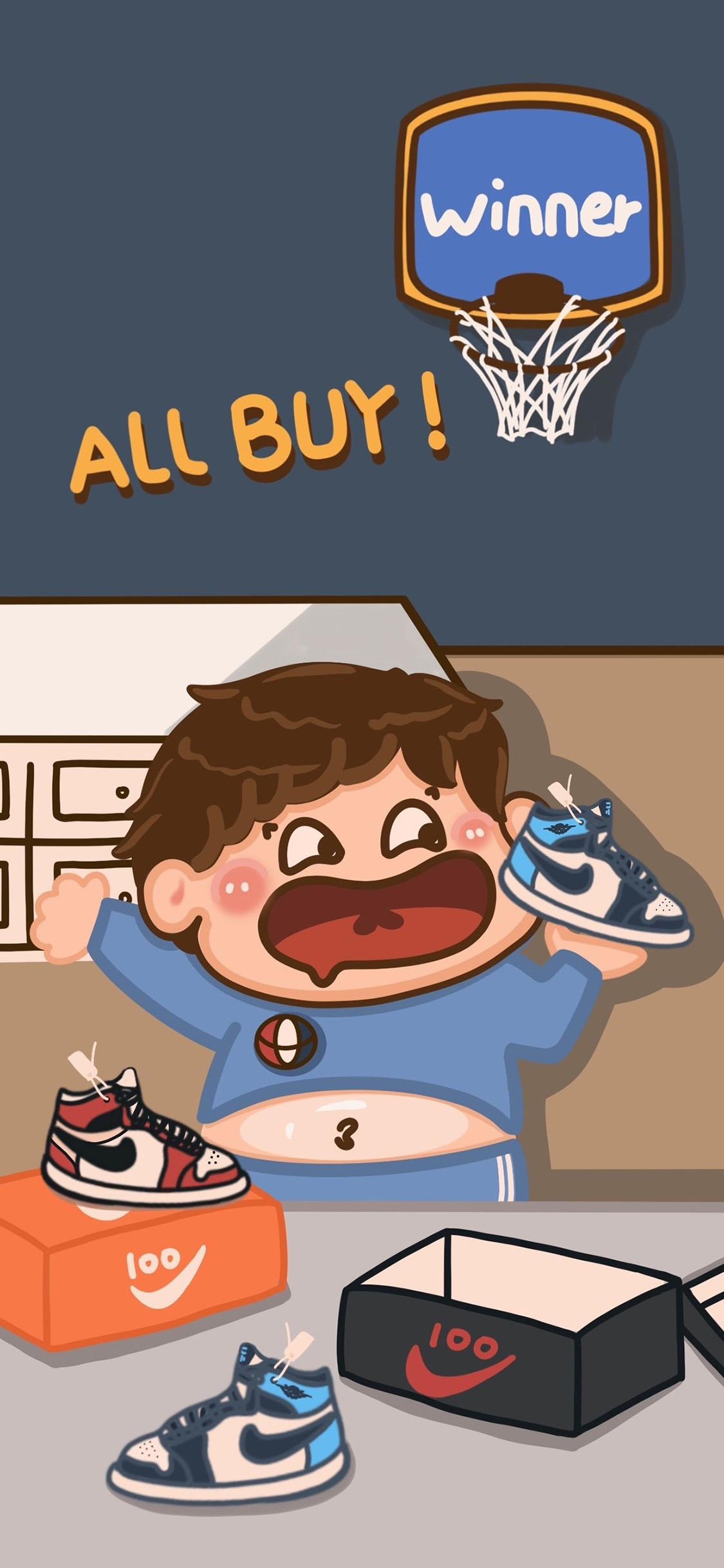 [2436×1125]全买 all buy 男孩 耐克 球鞋 AJ 苹果手机动漫壁纸图片