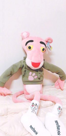 [2436x1125]公仔 玩偶 粉红顽皮豹 苹果手机动漫壁纸图片