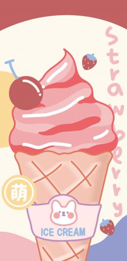[2436x1125]冰淇淋 strawberry 萌 卡通 苹果手机动漫壁纸图片