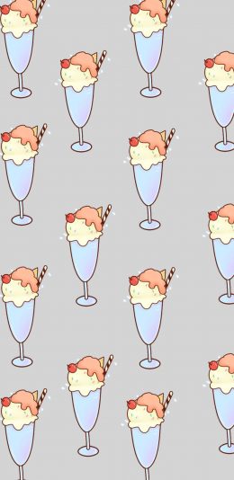 [2436x1125]冰淇淋 平铺 可爱 创意 苹果手机动漫壁纸图片