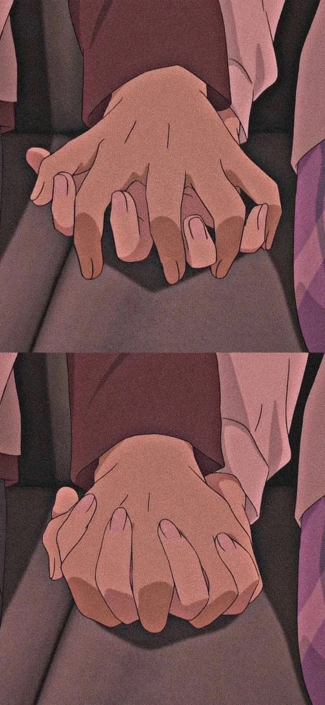 [2436×1125]分屏 动漫 牵手 情感 苹果手机动漫壁纸图片