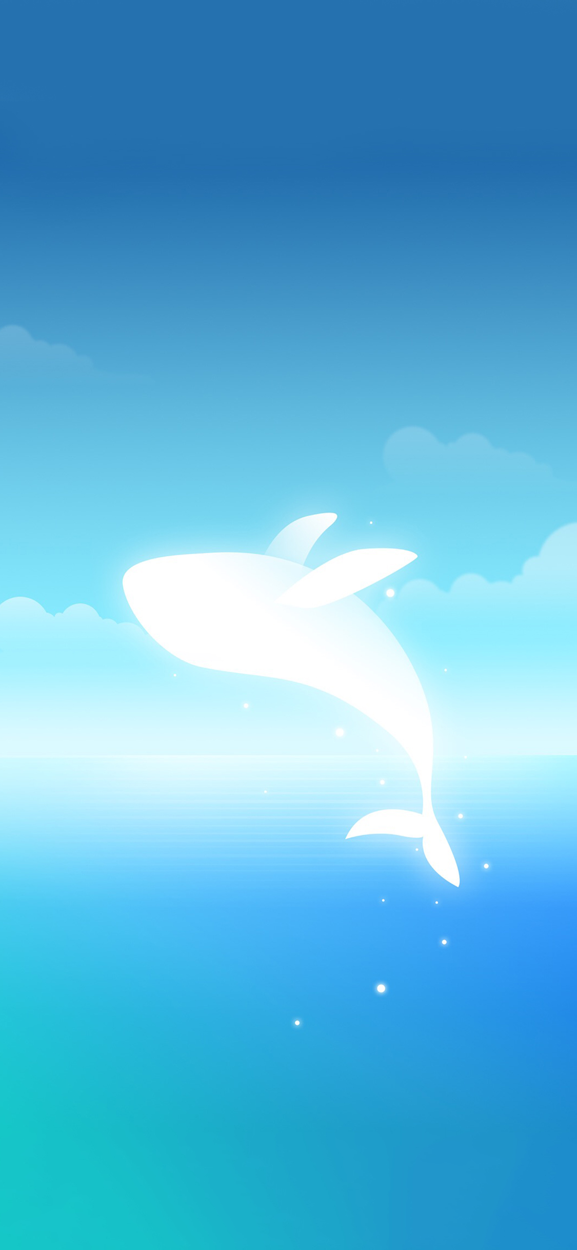 [2436×1125]创意 天蓝 唯美 渐变 海豚 苹果手机动漫壁纸图片