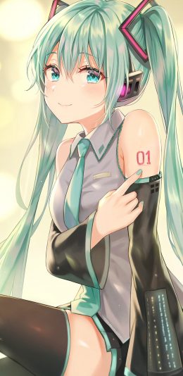 [2436x1125]初音未来 二次元 拟人 苹果手机动漫壁纸图片