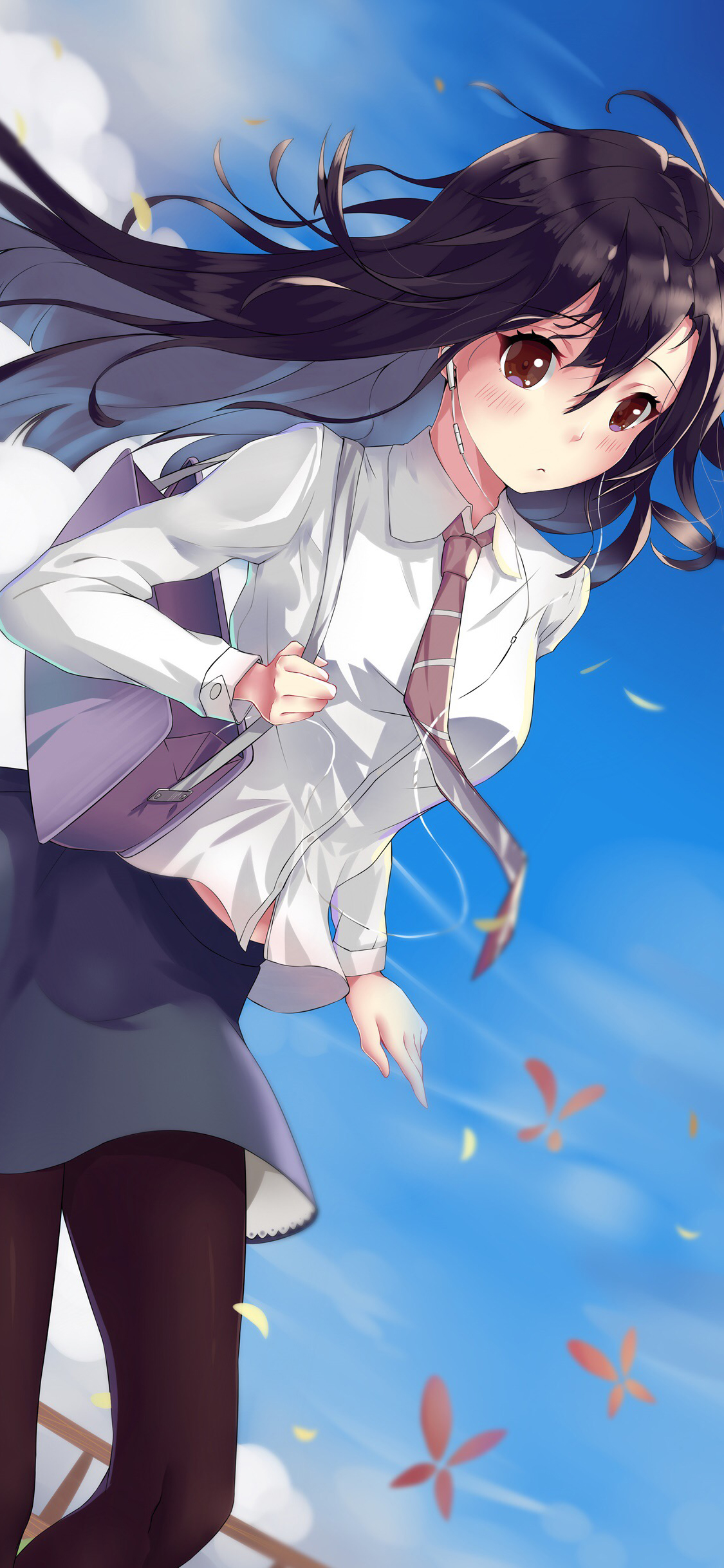 [2436×1125]制度 校服 女孩 二次元 漫画 苹果手机动漫壁纸图片