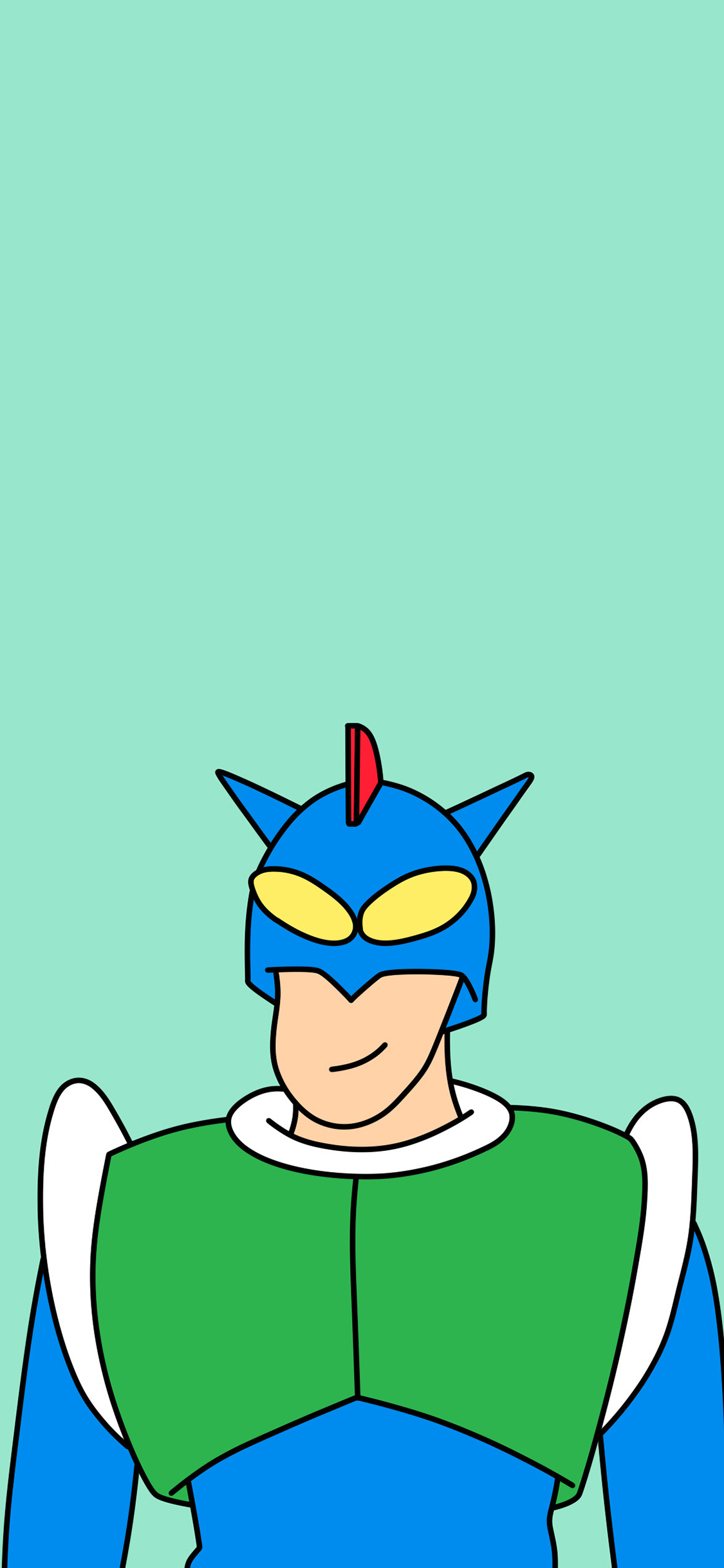 [2436×1125]动感超人 动画 蜡笔小新 绿色 苹果手机动漫壁纸图片