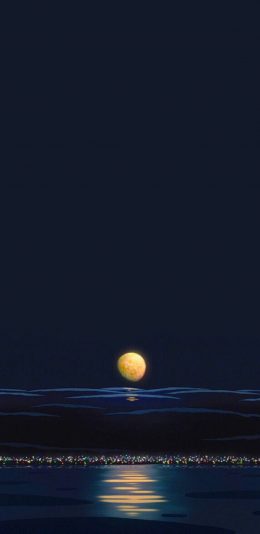 [2436x1125]动漫 场景 夜景 月亮 苹果手机动漫壁纸图片