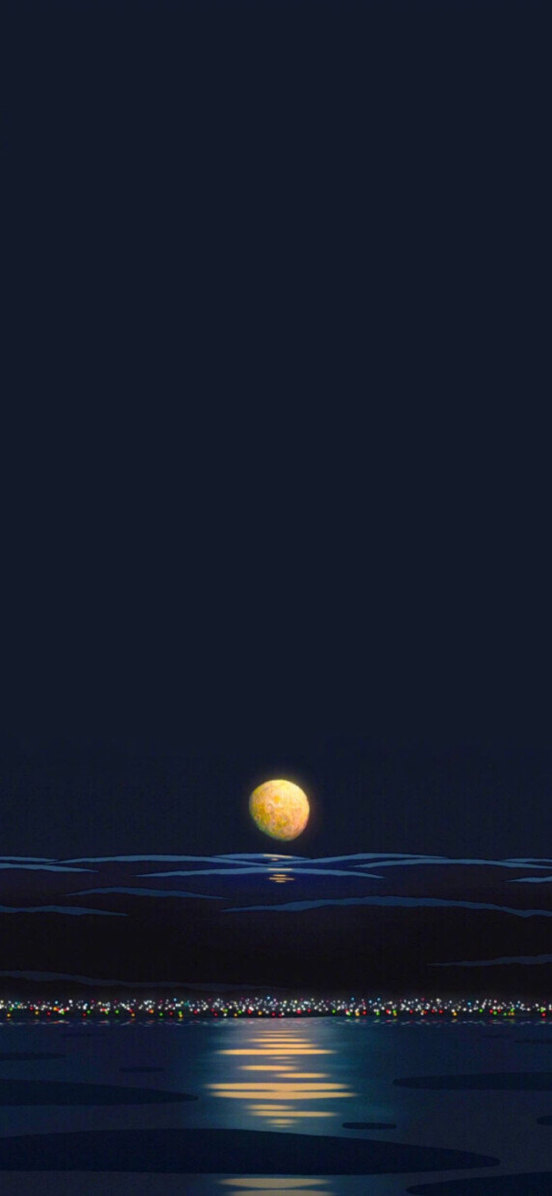 [2436×1125]动漫 场景 夜景 月亮 苹果手机动漫壁纸图片