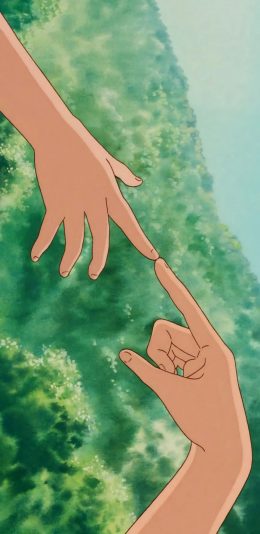 [2436x1125]动漫 场景 手指 接触 苹果手机动漫壁纸图片