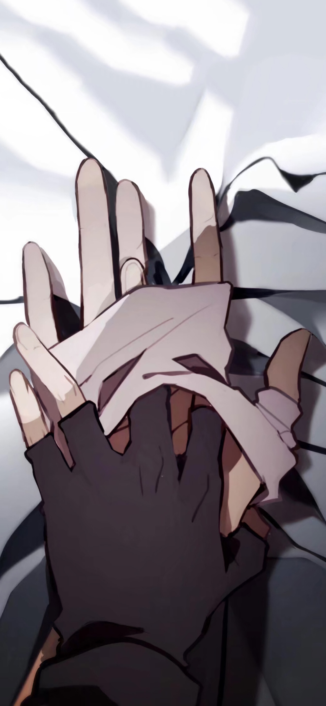 [2436×1125]动漫 场景 牵手 十指相扣 苹果手机动漫壁纸图片