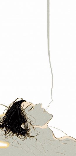 [2436x1125]动漫 型男 痞气 抽烟 二次元 苹果手机动漫壁纸图片