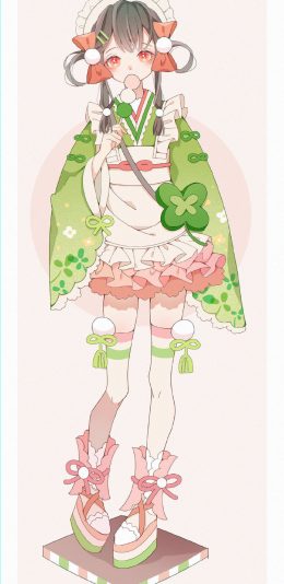 [2436x1125]动漫 少女 二次元 四叶草 萝莉 苹果手机动漫壁纸图片