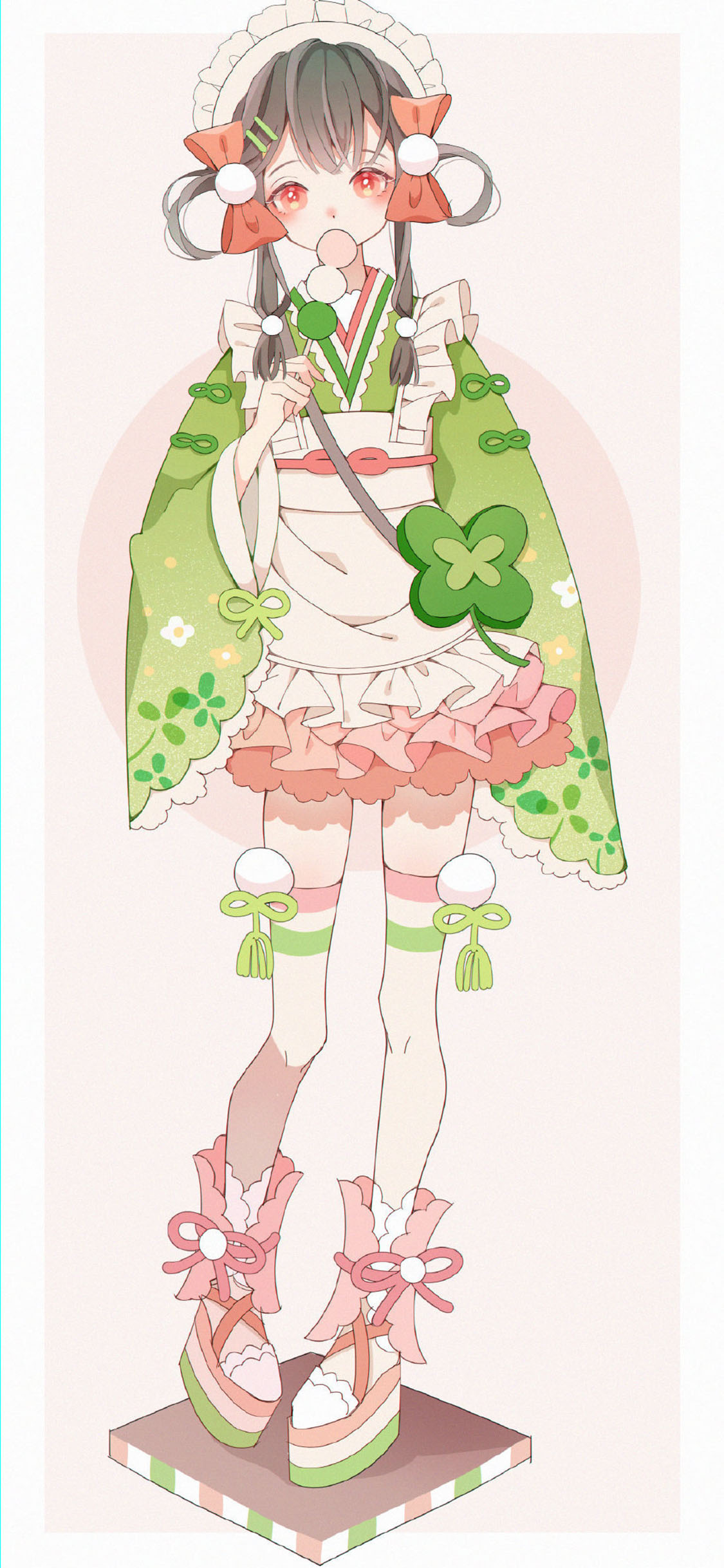 [2436×1125]动漫 少女 二次元 四叶草 萝莉 苹果手机动漫壁纸图片