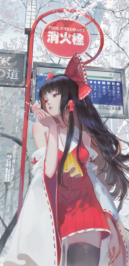 [2436x1125]动漫 少女 二次元 消火栓 苹果手机动漫壁纸图片