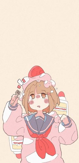 [2436x1125]动漫 少女 二次元 草莓 苹果手机动漫壁纸图片