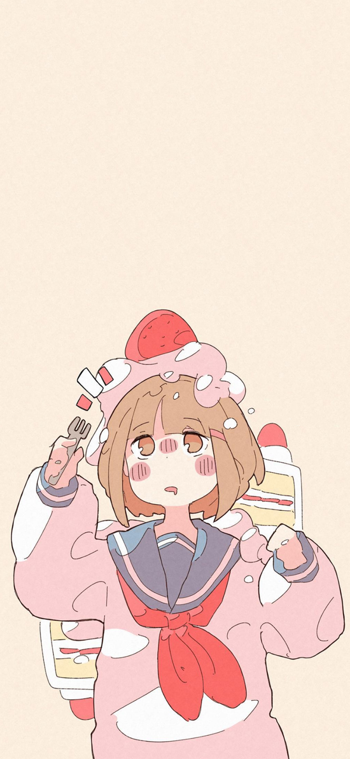 [2436×1125]动漫 少女 二次元 草莓 苹果手机动漫壁纸图片