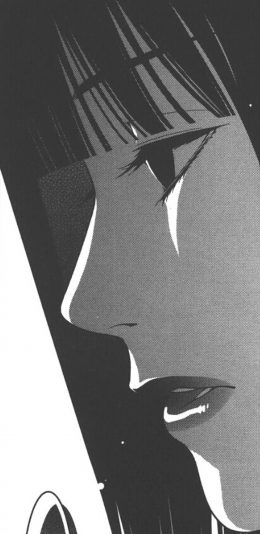 [2436x1125]动漫 少女 侧面 黑白 苹果手机动漫壁纸图片