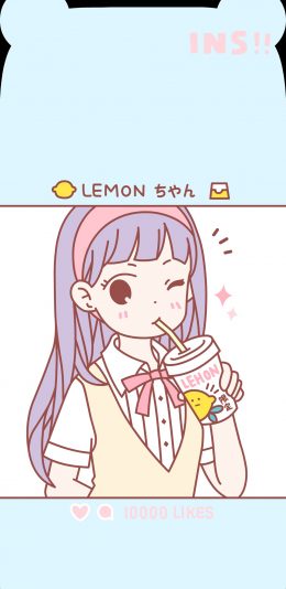 [2436x1125]动漫 少女 元气 学院风 苹果手机动漫壁纸图片