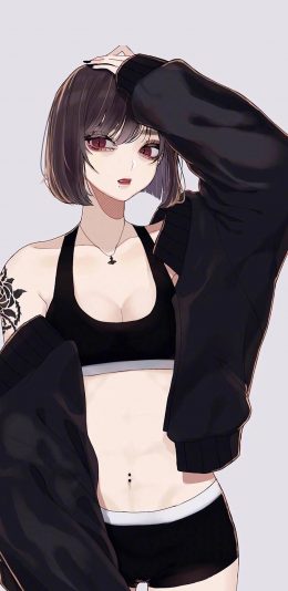 [2436x1125]动漫 少女 性感 纹身 苹果手机动漫壁纸图片