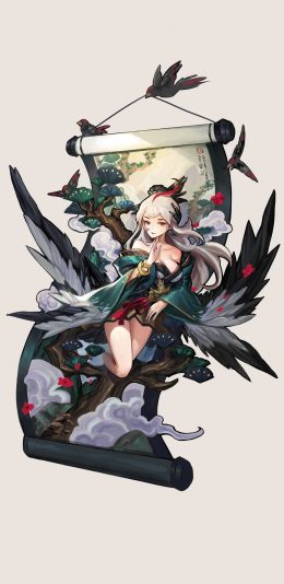 [2436x1125]动漫 少女 插画 古风 苹果手机动漫壁纸图片