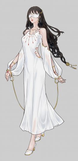 [2436x1125]动漫 少女 插画 女神 蒙眼 苹果手机动漫壁纸图片