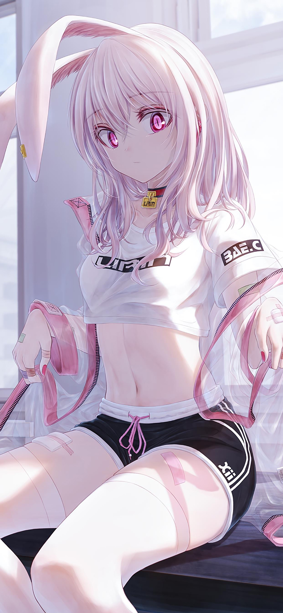 [2436×1125]动漫 少女 日系 二次元 兔耳朵 苹果手机动漫壁纸图片