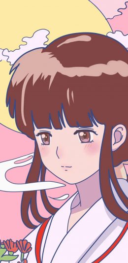 [2436x1125]动漫 少女 日系 和服 苹果手机动漫壁纸图片