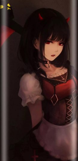 [2436x1125]动漫 少女 日系 恶魔 苹果手机动漫壁纸图片