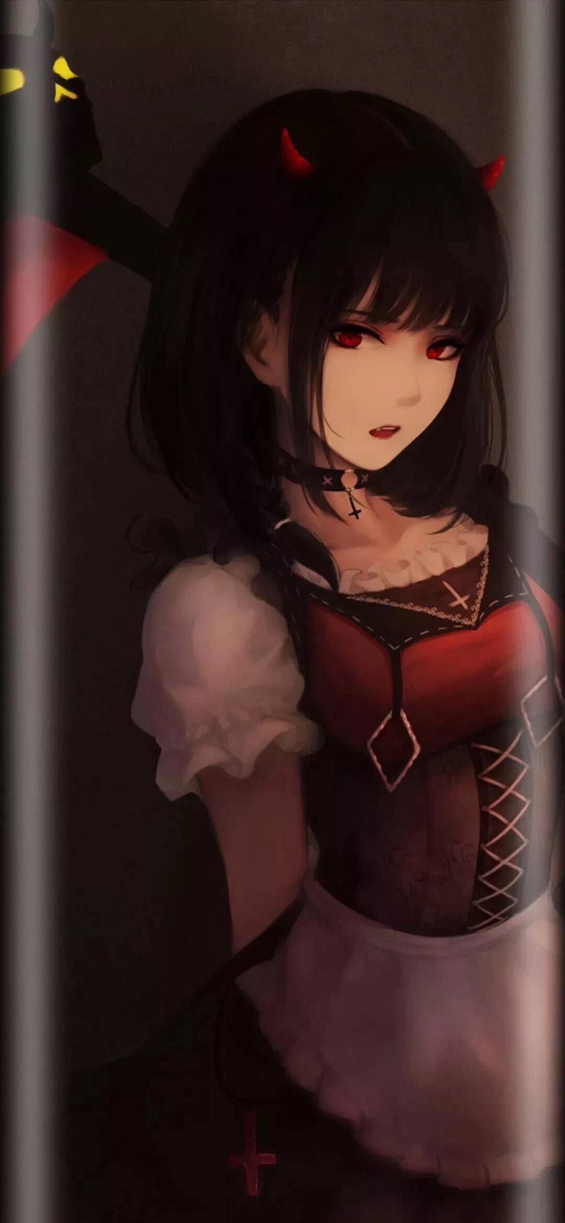 [2436×1125]动漫 少女 日系 恶魔 苹果手机动漫壁纸图片