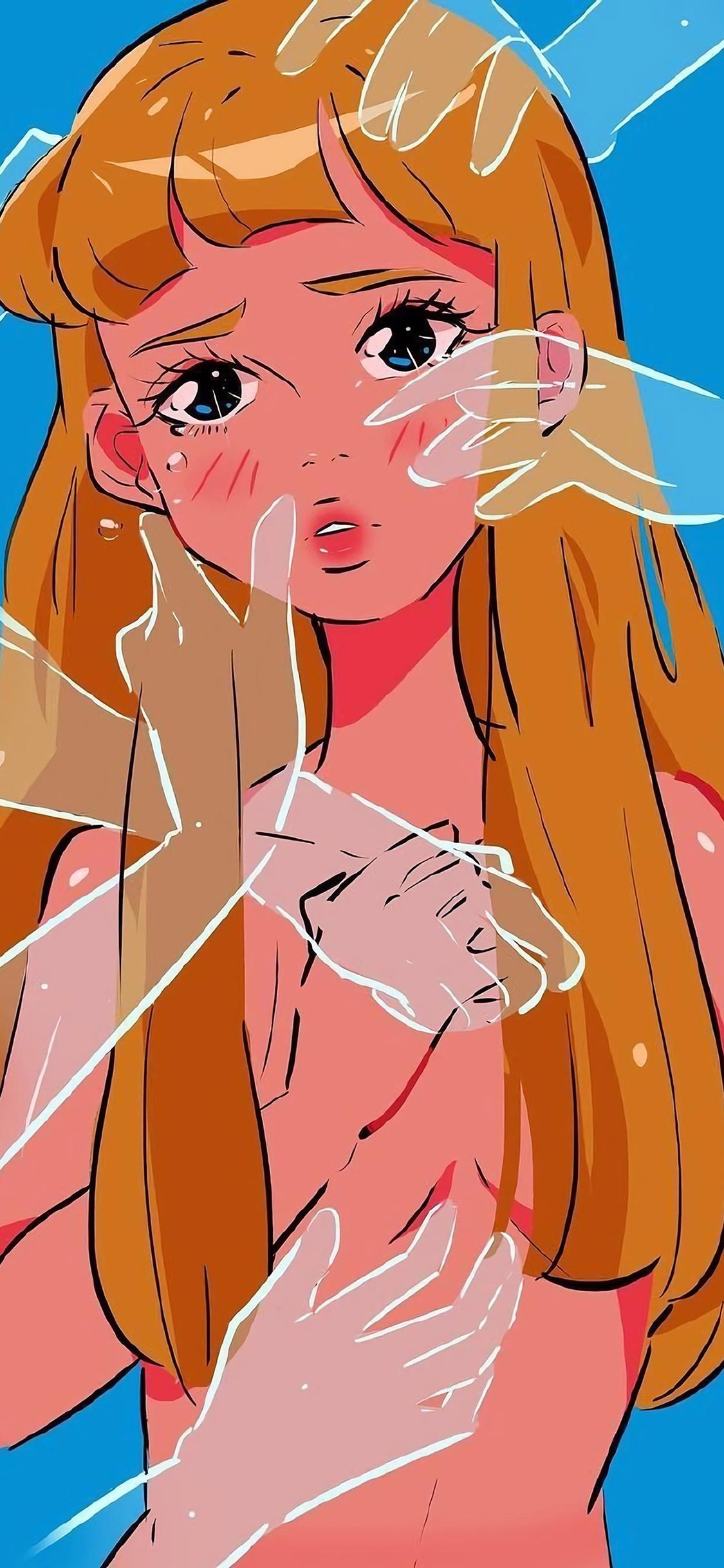 [2436×1125]动漫 少女 日系 黄头发 苹果手机动漫壁纸图片