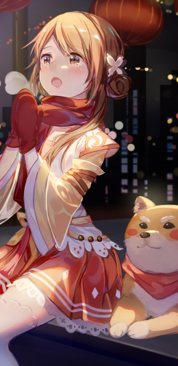 [2436x1125]动漫 少女 柴犬 二次元 苹果手机动漫壁纸图片