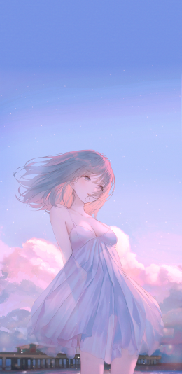 [2436x1125]动漫 少女 梦幻 紫色 苹果手机动漫壁纸图片