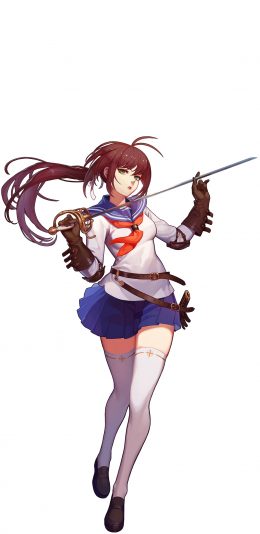 [2436x1125]动漫 少女 水手服 击剑 苹果手机动漫壁纸图片