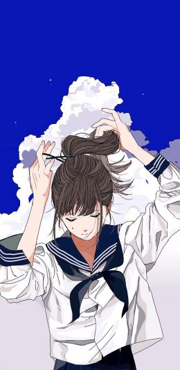 [2436x1125]动漫 少女 水手服 日系 苹果手机动漫壁纸图片