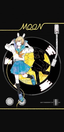 [2436x1125]动漫 少女 水手服 音乐 唱片 苹果手机动漫壁纸图片