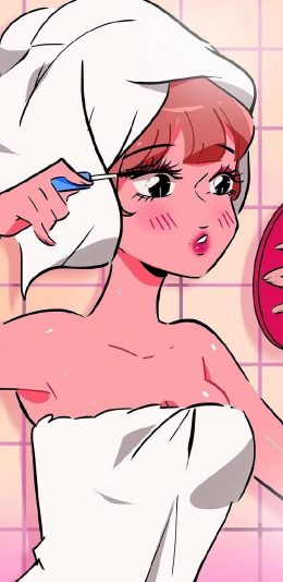 [2436x1125]动漫 少女 沐浴 化妆 二次元 苹果手机动漫壁纸图片