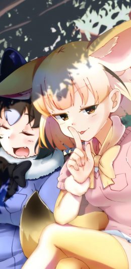 [2436x1125]动漫 少女 狐狸 耳朵 二次元 苹果手机动漫壁纸图片