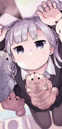 [2436x1125]动漫 少女 猫咪 二次元 苹果手机动漫壁纸图片