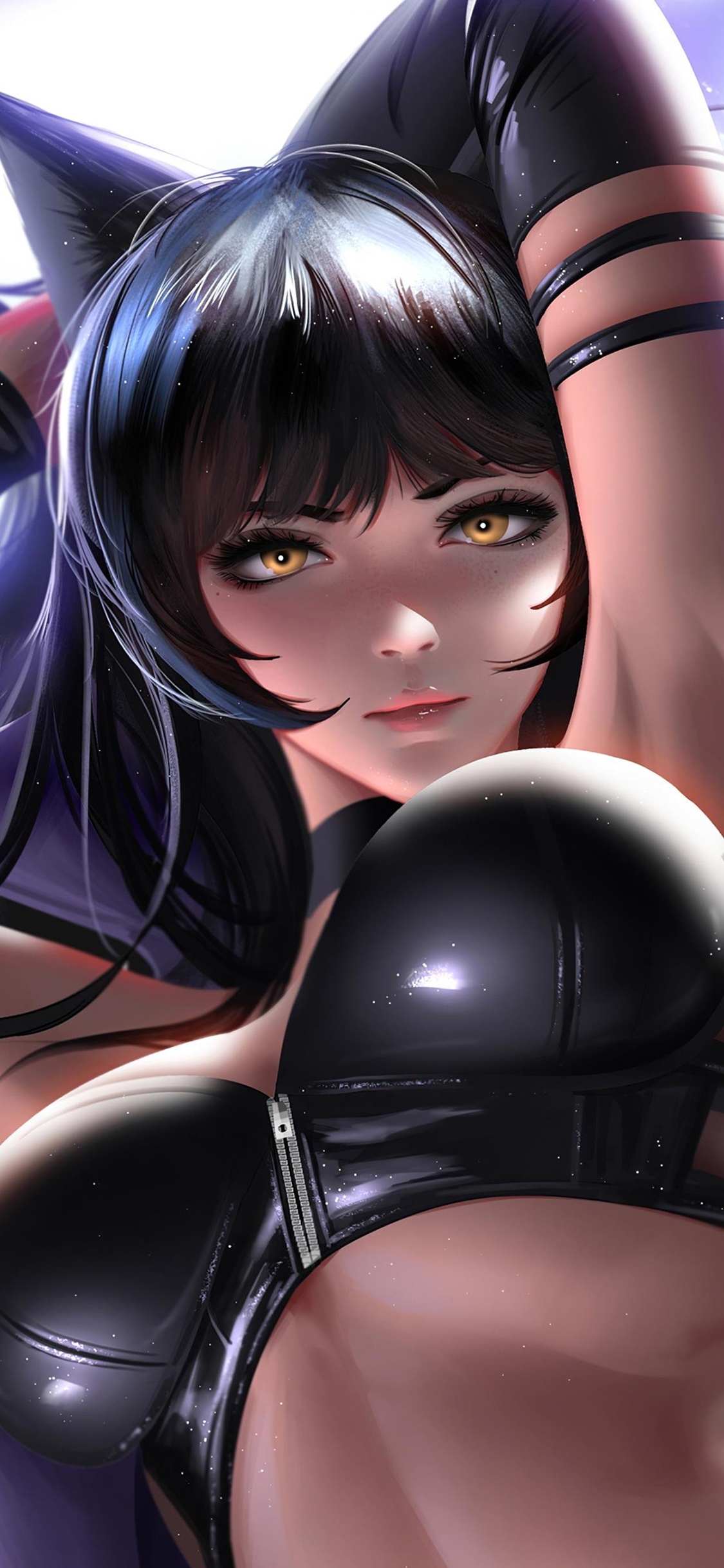 [2436×1125]动漫 少女 猫女郎 日系 性感 苹果手机动漫壁纸图片