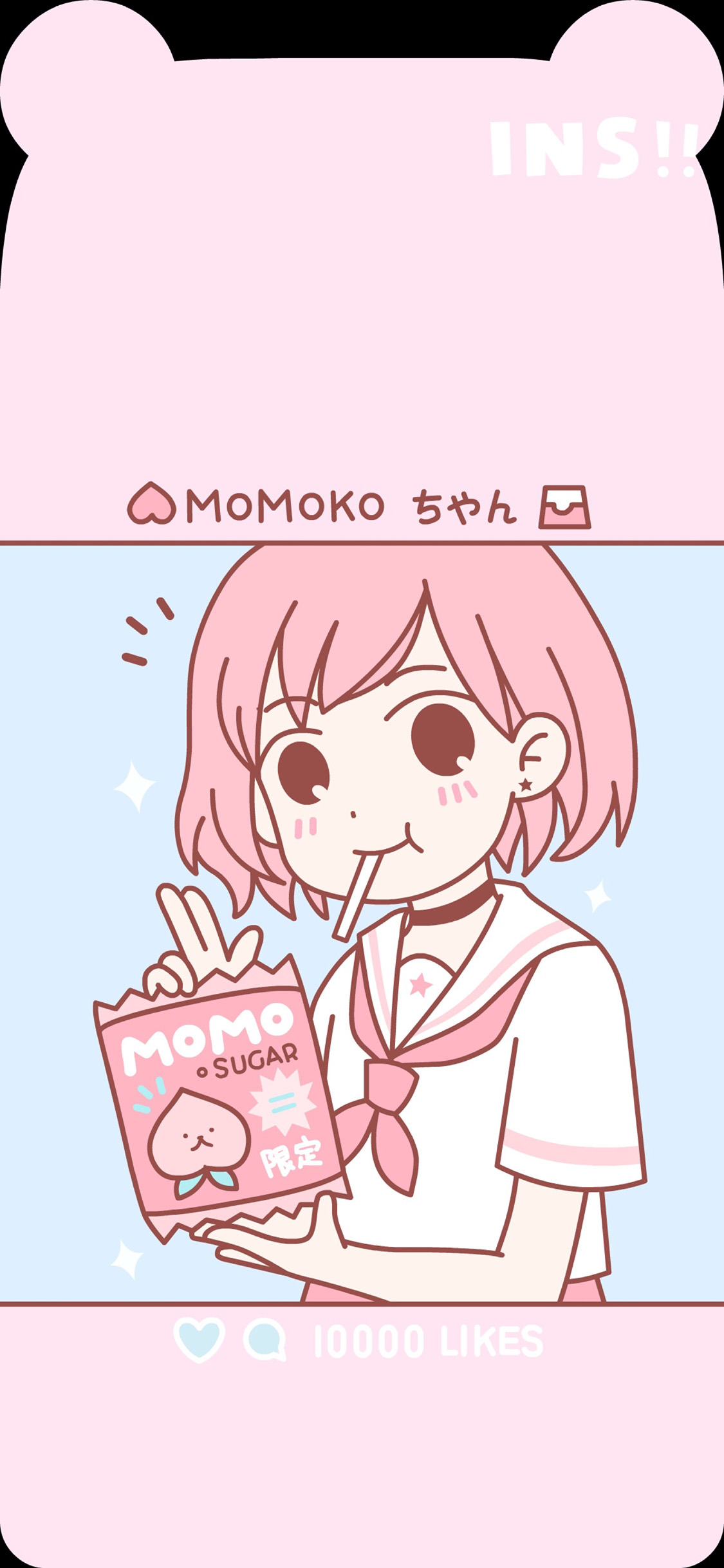 [2436×1125]动漫 少女 粉色系 短发 苹果手机动漫壁纸图片