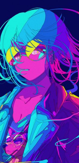 [2436x1125]动漫 少女 色彩 潮流 苹果手机动漫壁纸图片