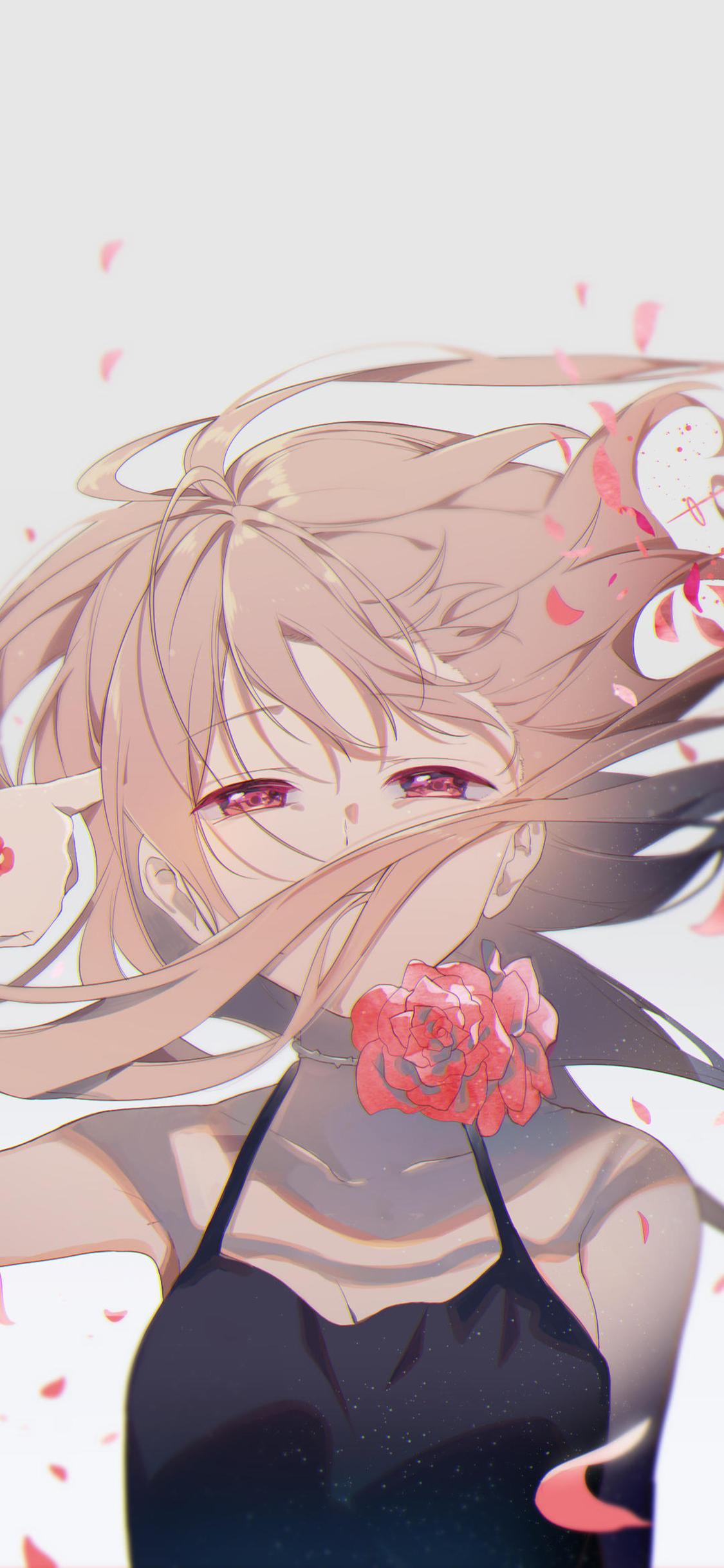 [2436×1125]动漫 少女 花 梦幻 苹果手机动漫壁纸图片