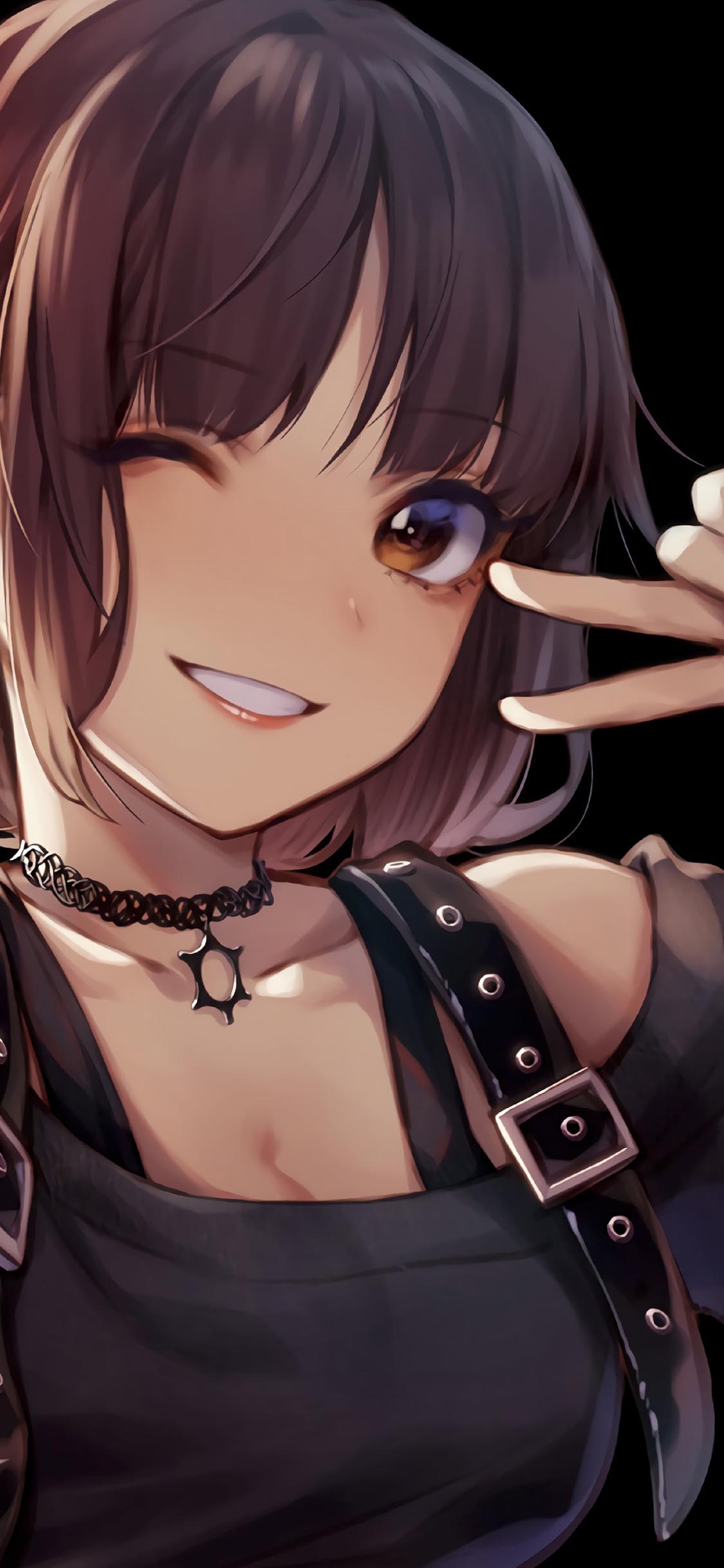 [2436×1125]动漫 少女 萝莉 暗黑 苹果手机动漫壁纸图片