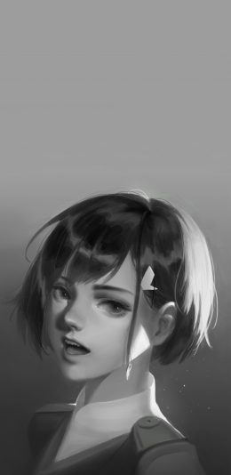 [2436x1125]动漫 少女 萝莉 黑白 苹果手机动漫壁纸图片