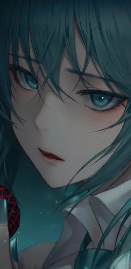 [2436x1125]动漫 少女 蓝发 二次元 苹果手机动漫壁纸图片