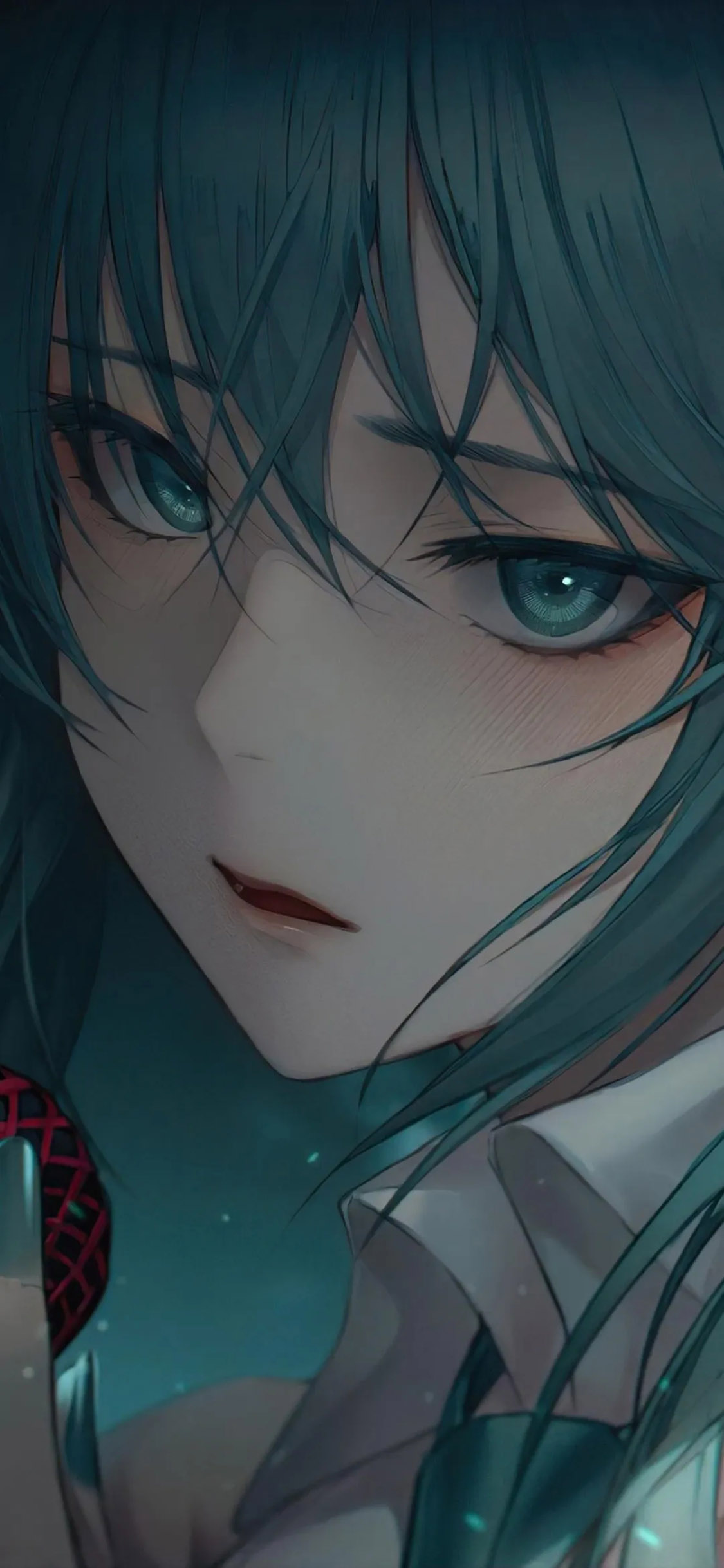 [2436×1125]动漫 少女 蓝发 二次元 苹果手机动漫壁纸图片