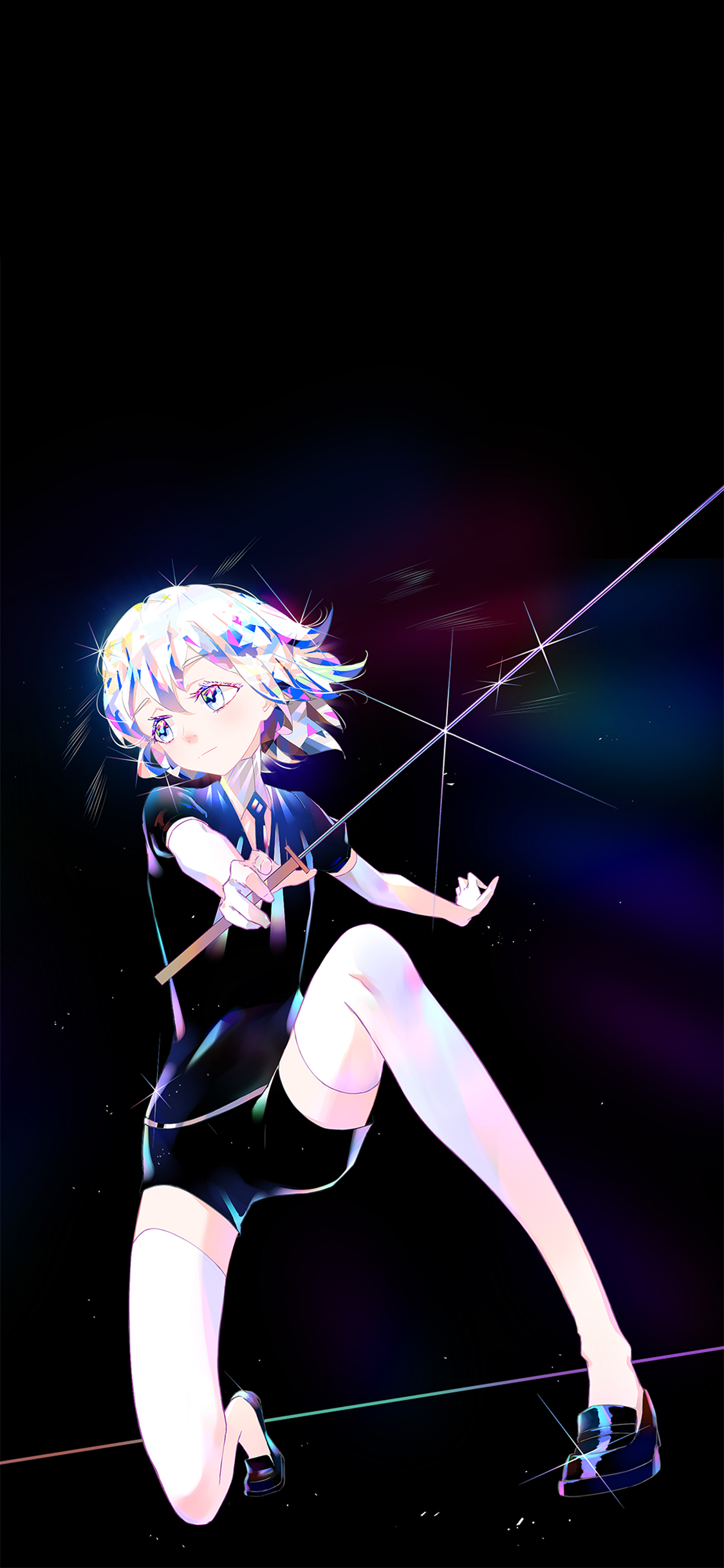 [2436×1125]动漫 少女 钻石 光芒 苹果手机动漫壁纸图片