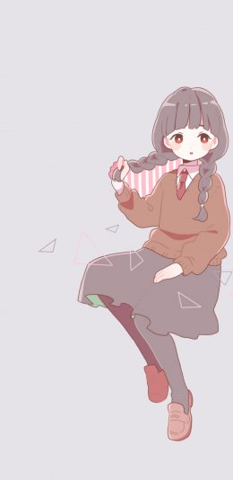 [2436x1125]动漫 少女 闺蜜 锁屏 左 苹果手机动漫壁纸图片