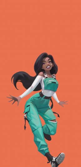 [2436x1125]动漫 少女 黑人 插图 苹果手机动漫壁纸图片