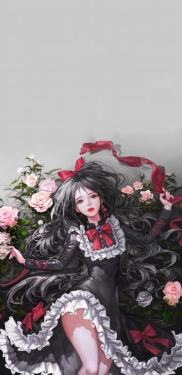 [2436x1125]动漫 少女 黑暗 吸血鬼 苹果手机动漫壁纸图片