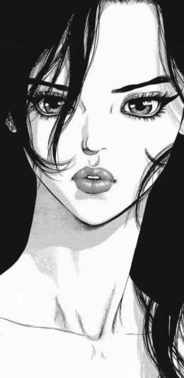 [2436x1125]动漫 少女 黑白 欧美 苹果手机动漫壁纸图片